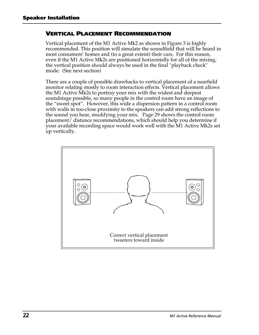 Alesis M1 Active Mk2 manual Vertical Placement Recommendation 