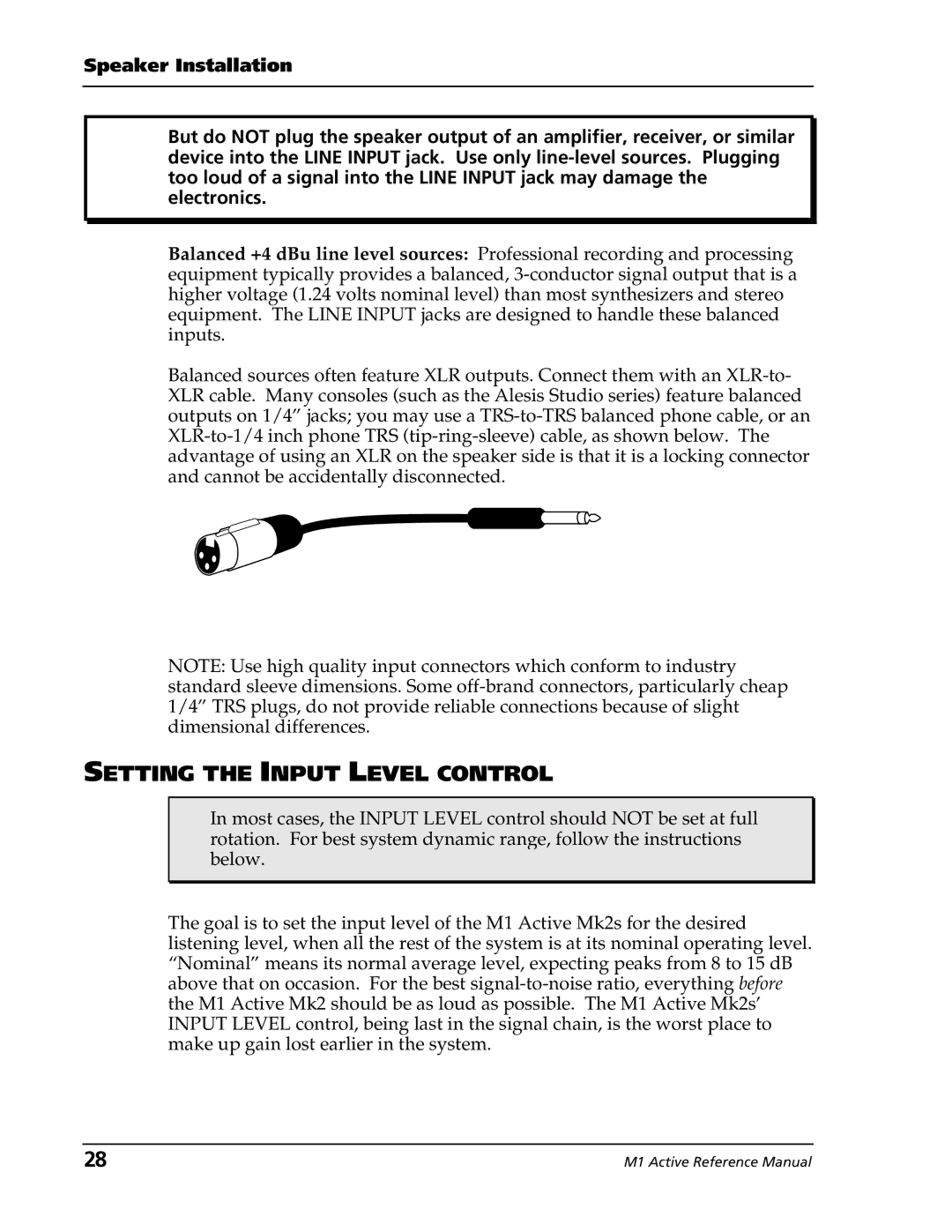 Alesis M1 Active Mk2 manual Setting the Input Level Control 