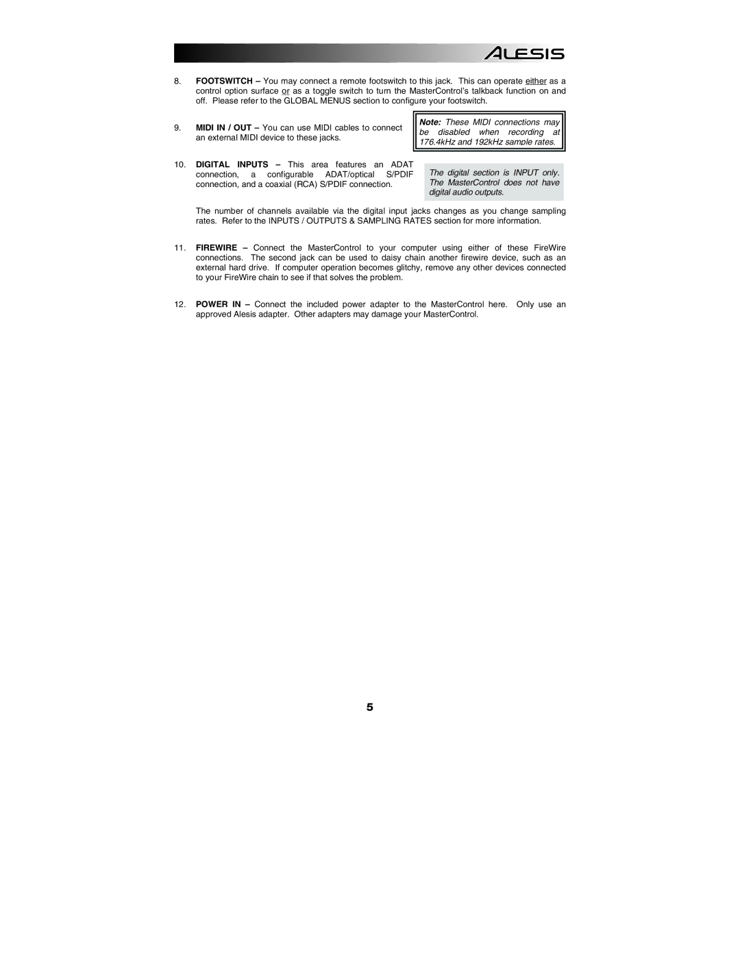 Alesis MasterControl manual 