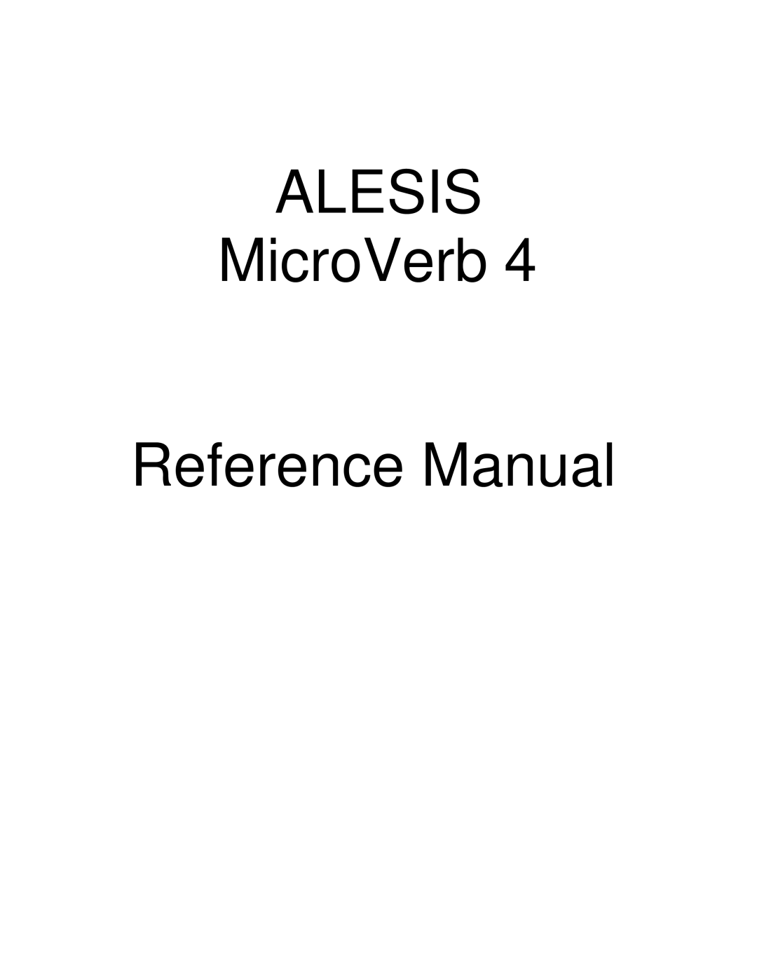 Alesis MICROVERB 4 manual Alesis 