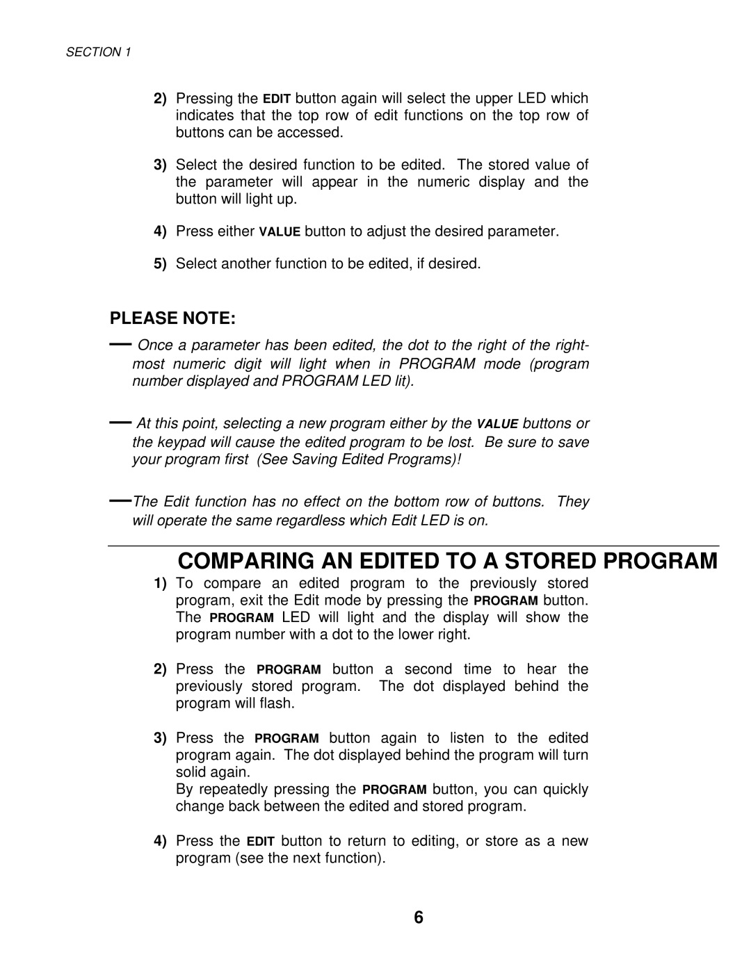 Alesis MIXING CONSOLES manual Comparing AN Edited to a Stored Program 