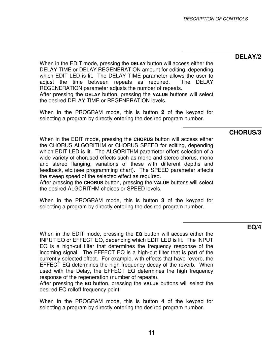 Alesis MIXING CONSOLES manual DELAY/2, CHORUS/3 