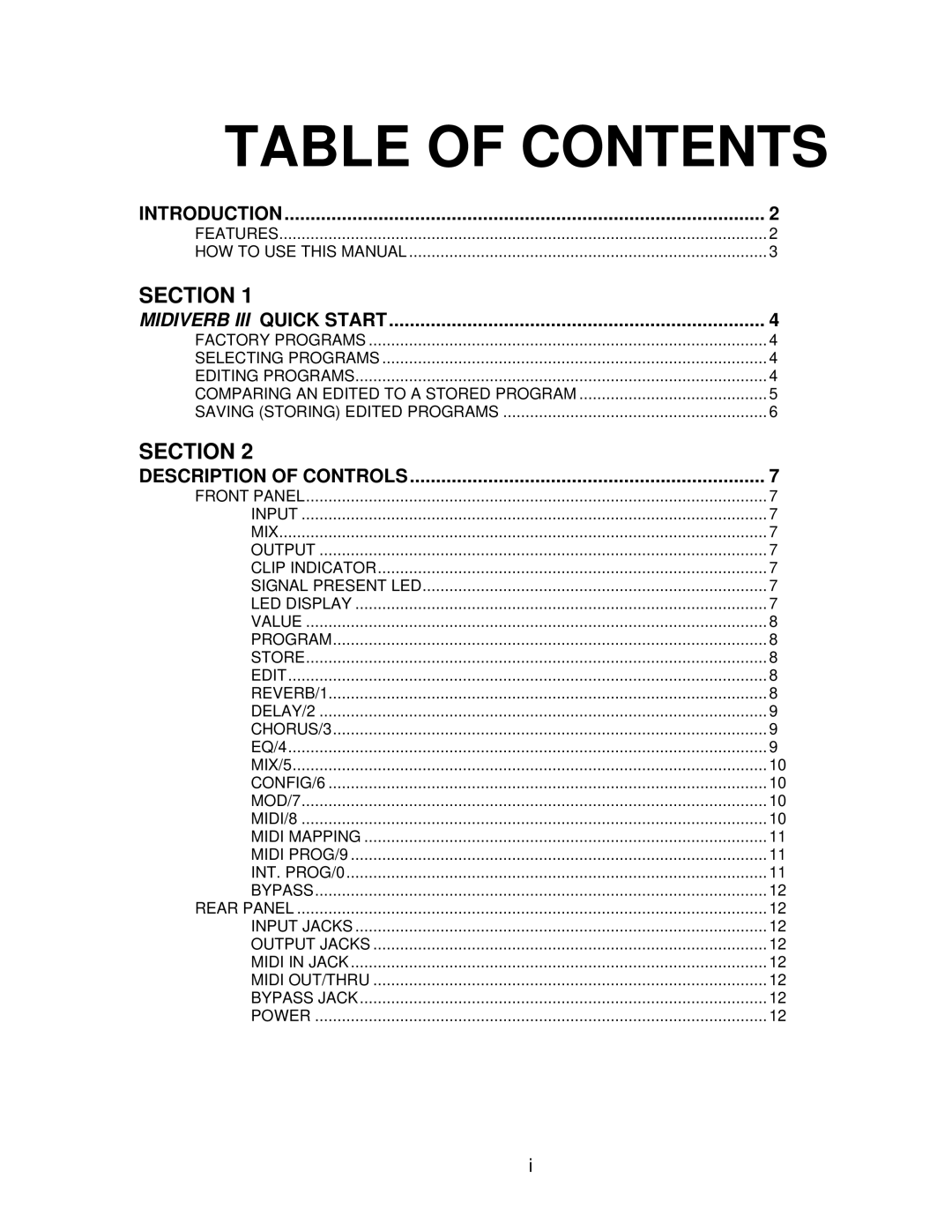 Alesis MIXING CONSOLES manual Table of Contents 