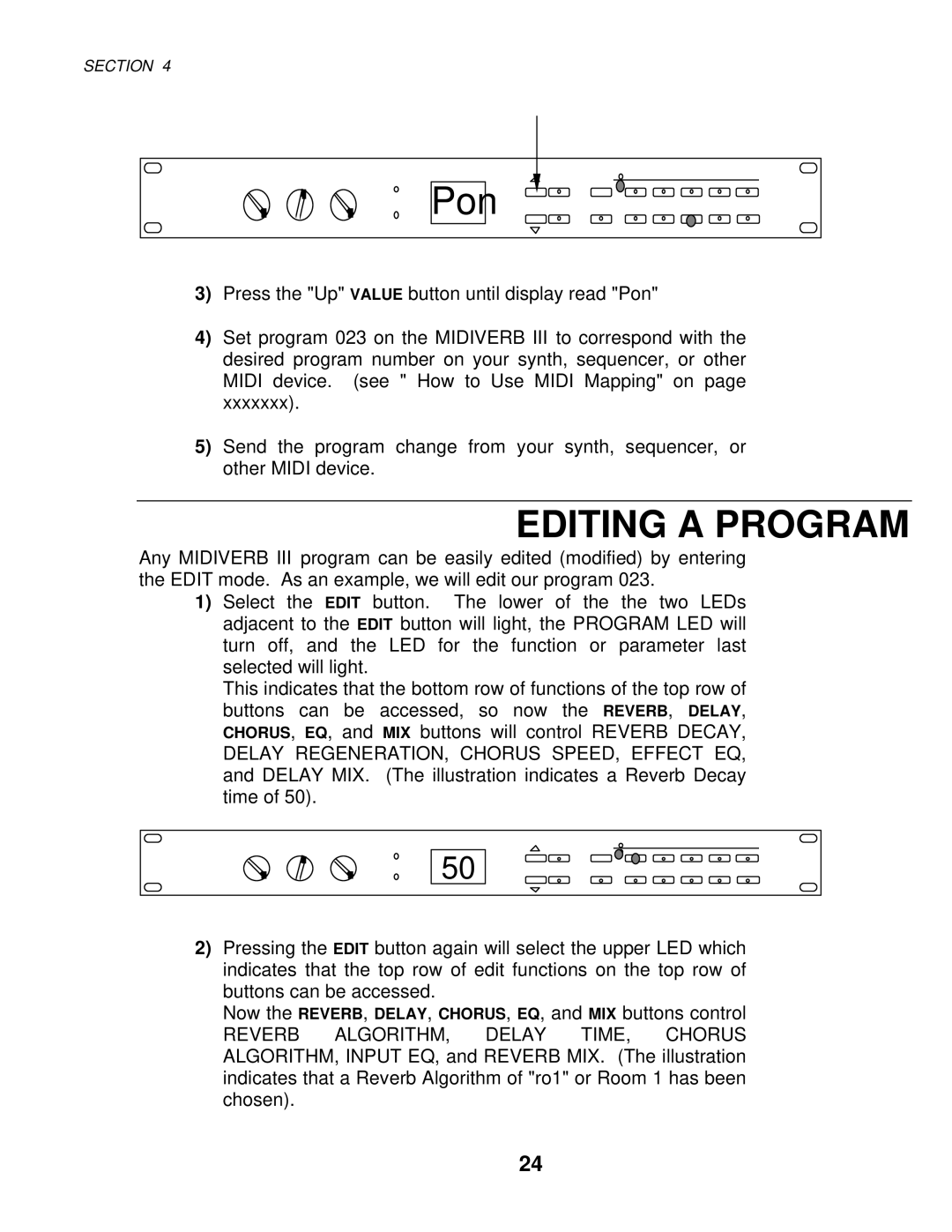 Alesis MIXING CONSOLES manual Pon, Editing a Program 