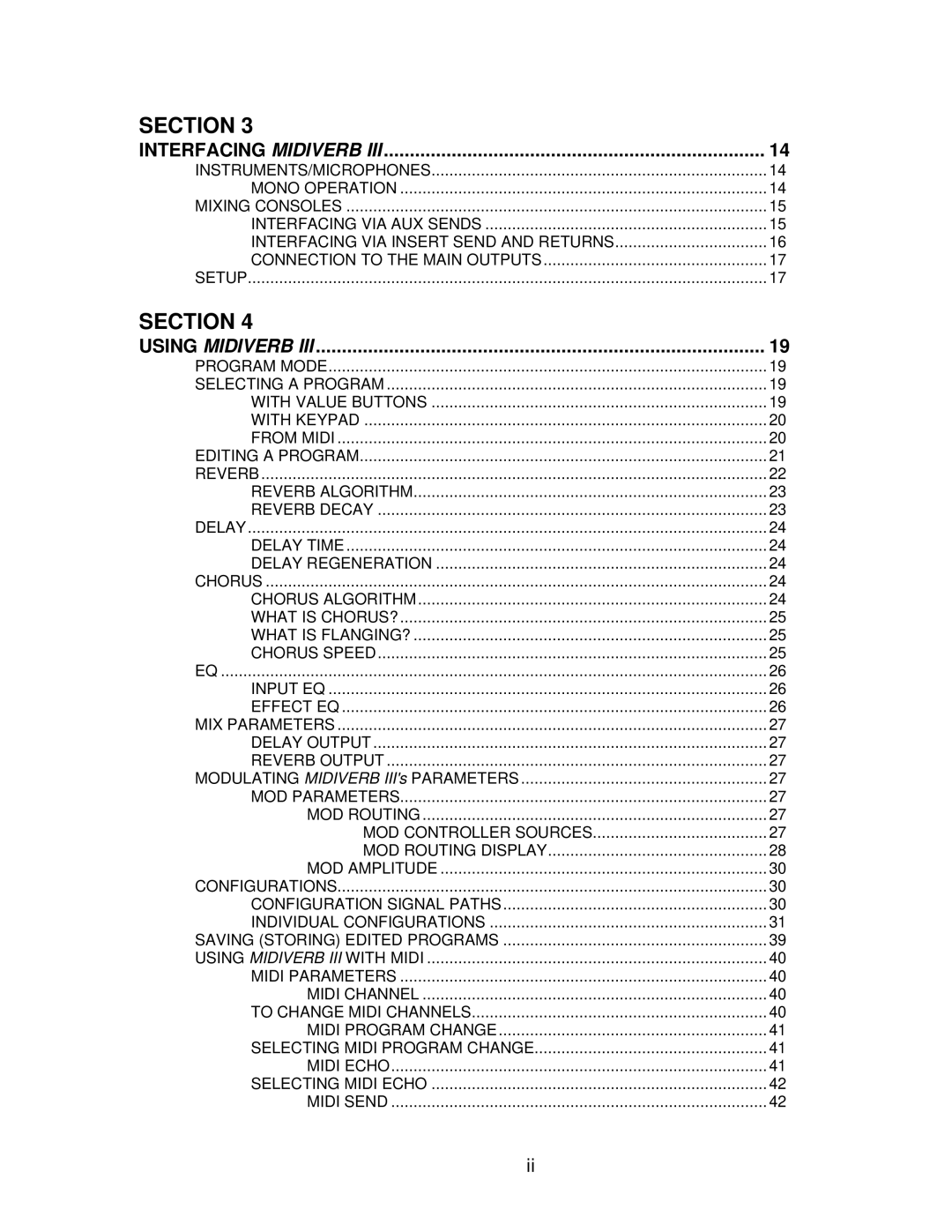 Alesis MIXING CONSOLES manual Interfacing Midiverb 