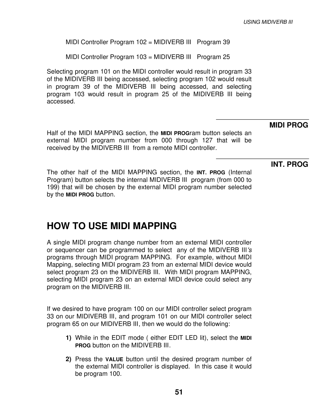 Alesis MIXING CONSOLES manual HOW to USE Midi Mapping, Midi Prog, INT. Prog 