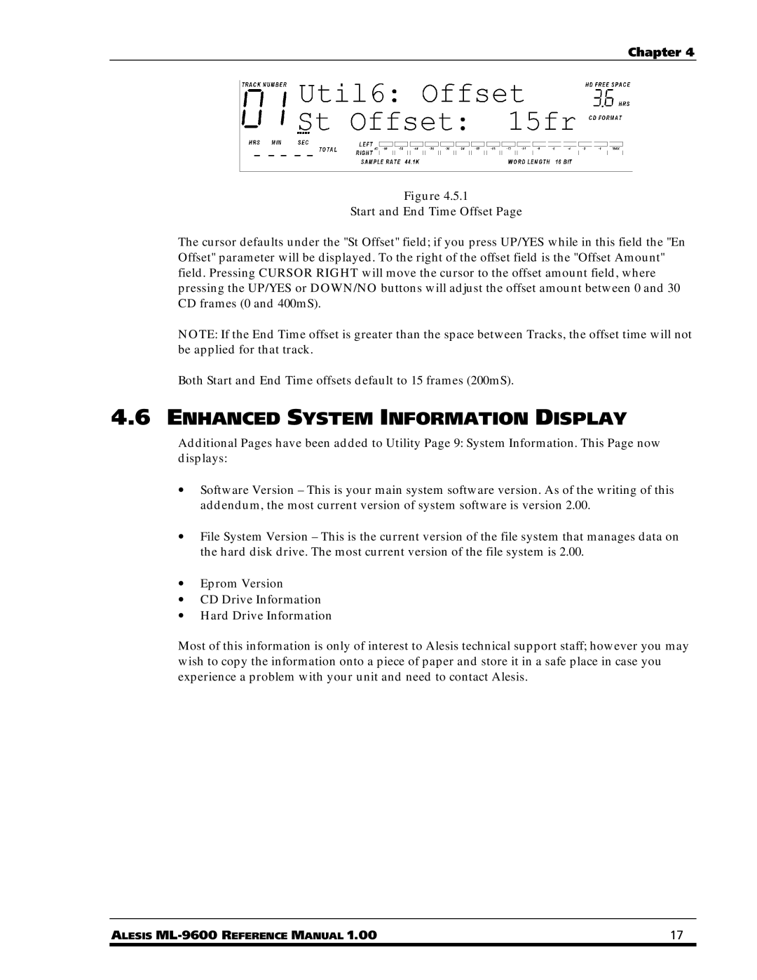 Alesis ML-9600 owner manual Enhanced System Information Display 