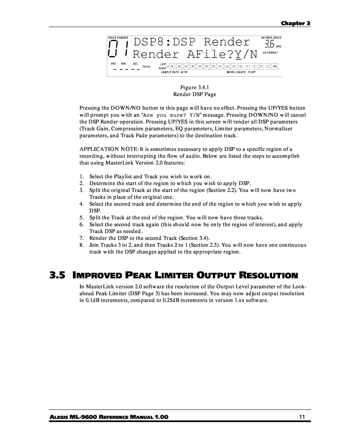 Alesis ML-9600 owner manual 3.5IMPROVED PEAK LIMITER OUTPUT RESOLUTION, Chapter 