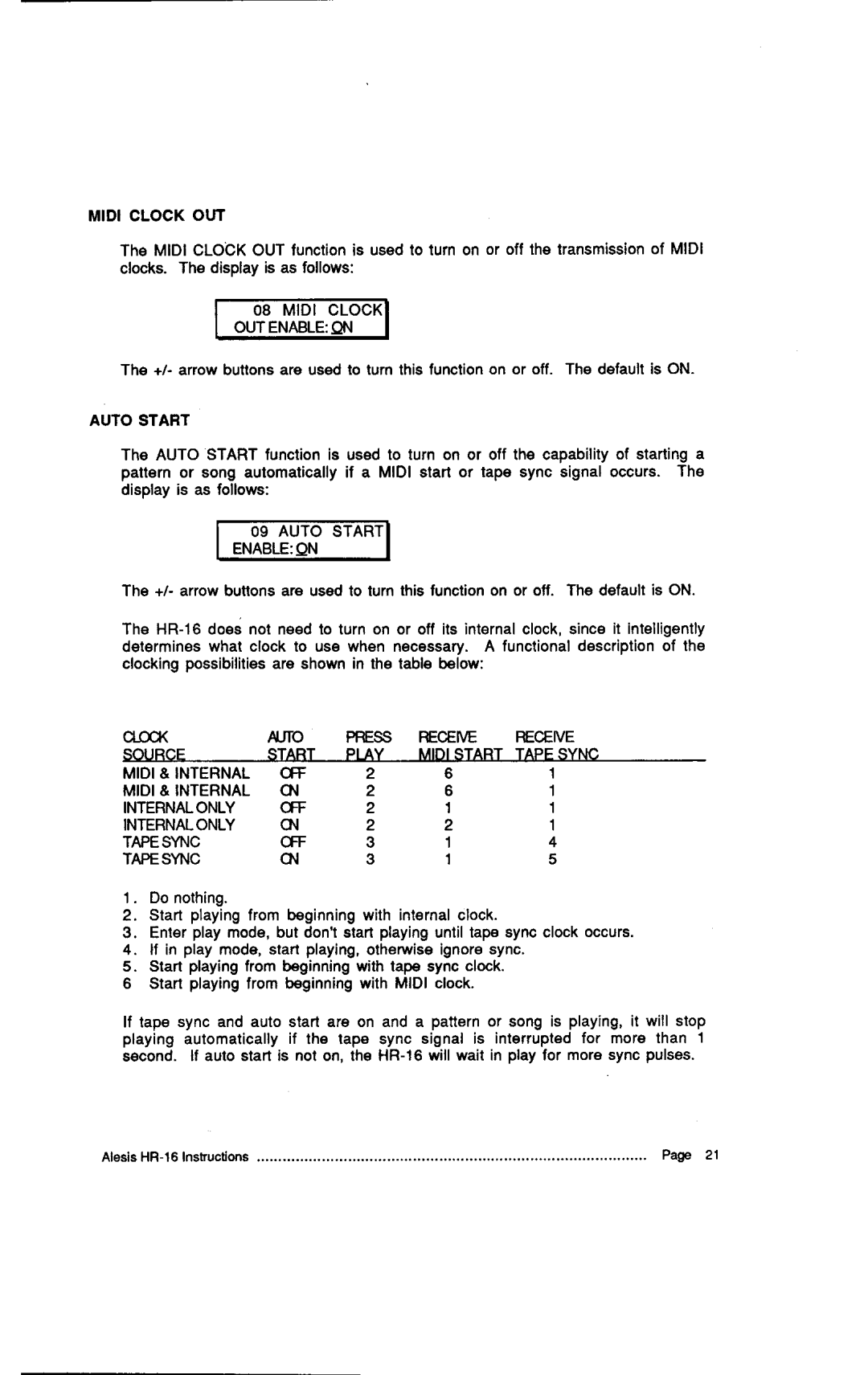 Alesis MMT-8, HR-16:B instruction manual Outenable, Receive 