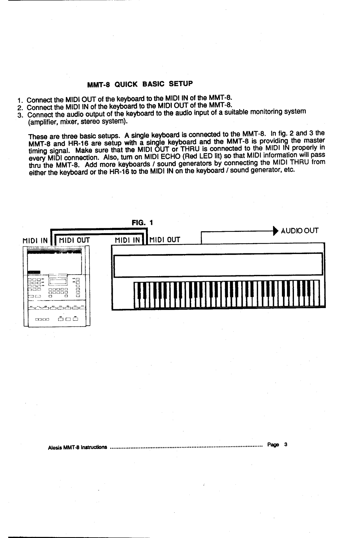 Alesis MMT-8, HR-16:B instruction manual MMT.8 Ouick Basic Setup, Audioout, D II N fllDl ouT 