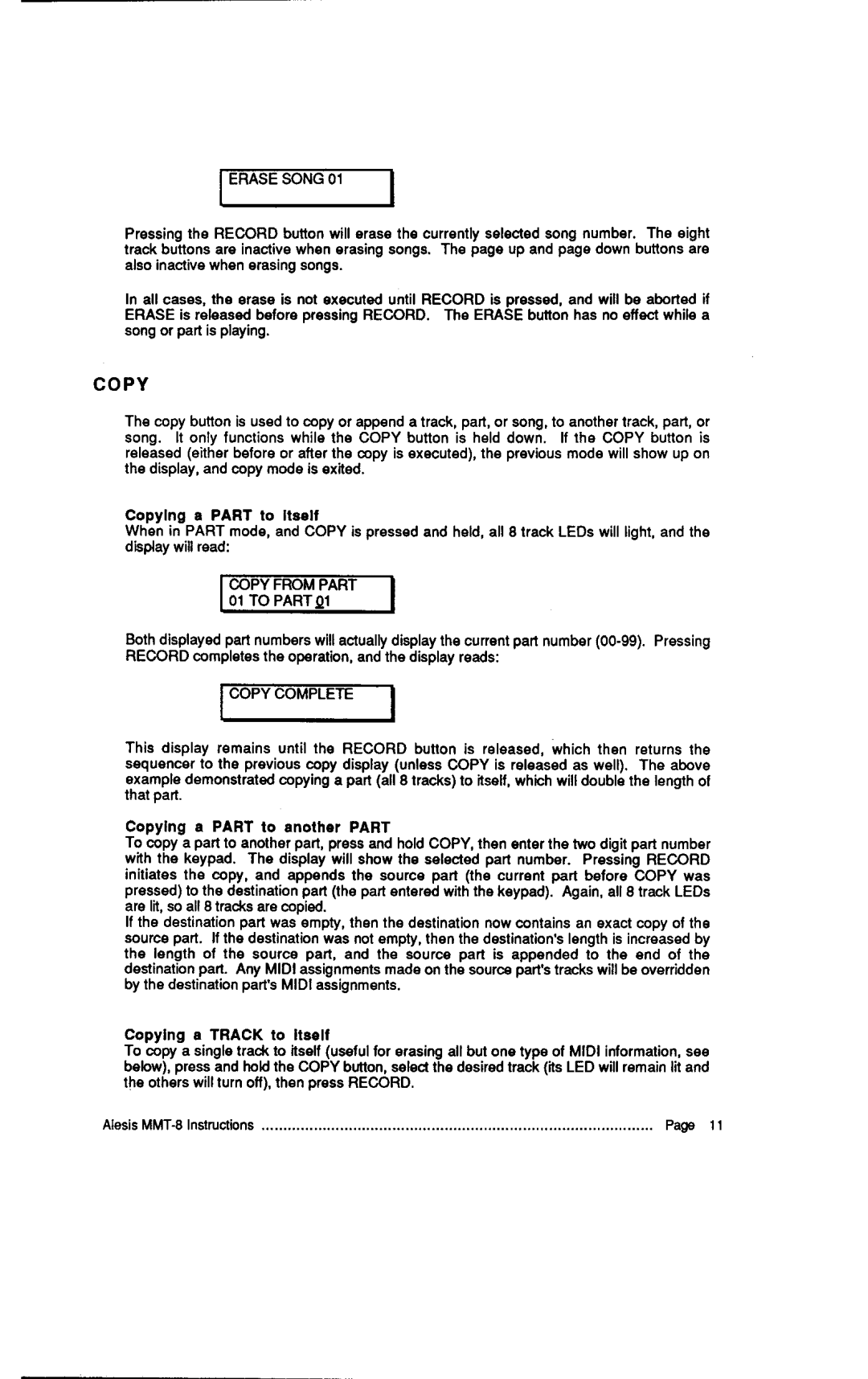 Alesis MMT-8, HR-16:B instruction manual P Y, 01TO Part 