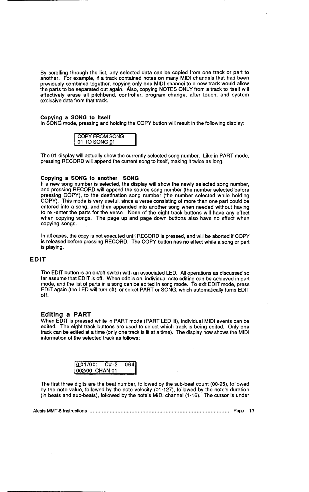 Alesis HR-16:B, MMT-8 instruction manual 01TOSONG, I T 