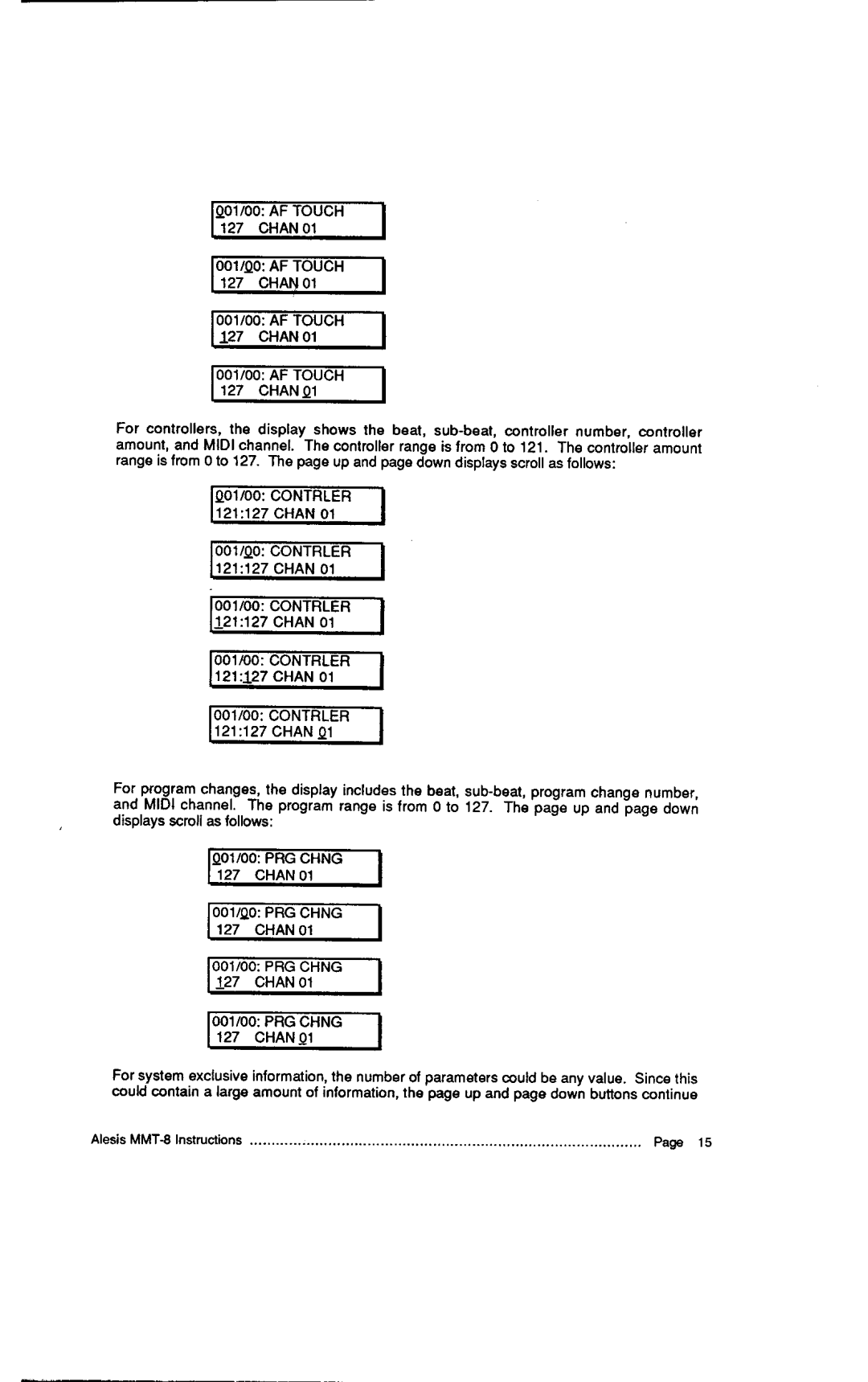 Alesis MMT-8, HR-16:B instruction manual CHAN01 