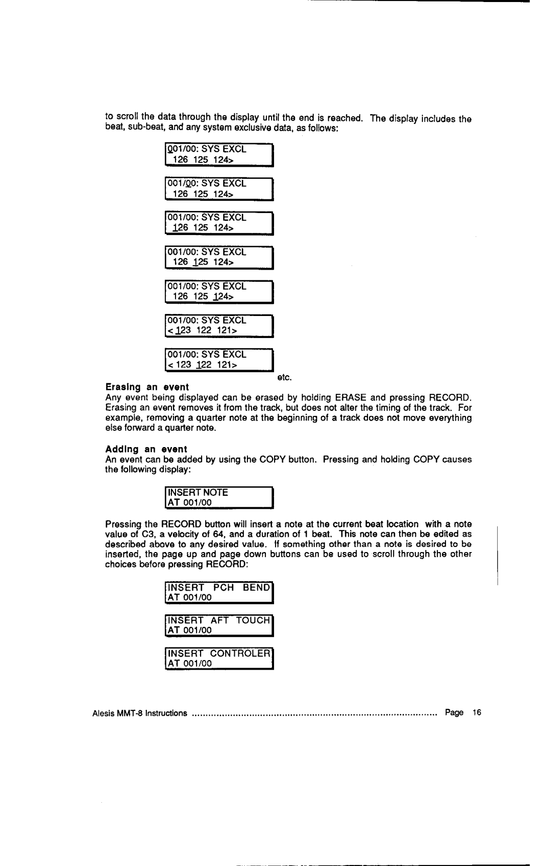 Alesis HR-16:B, MMT-8 instruction manual 126 125 