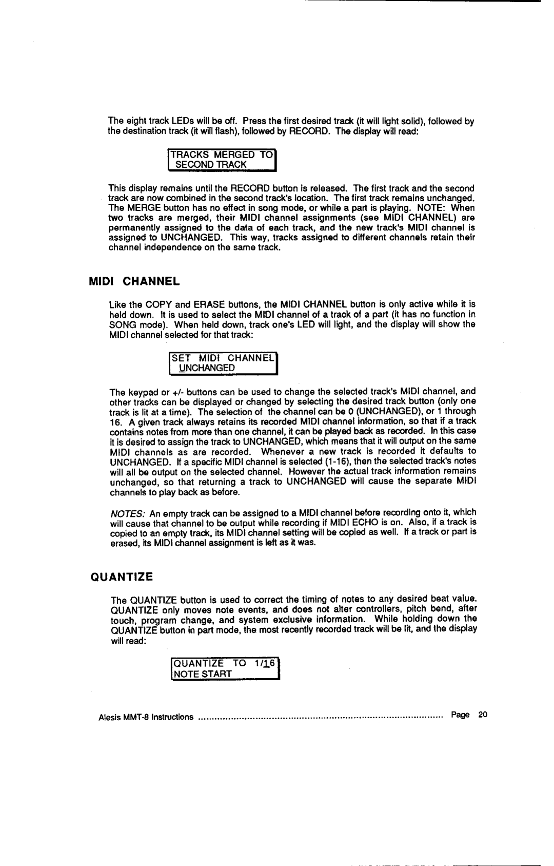 Alesis MMT-8, HR-16:B instruction manual AlesisMMT-glnstruclions 