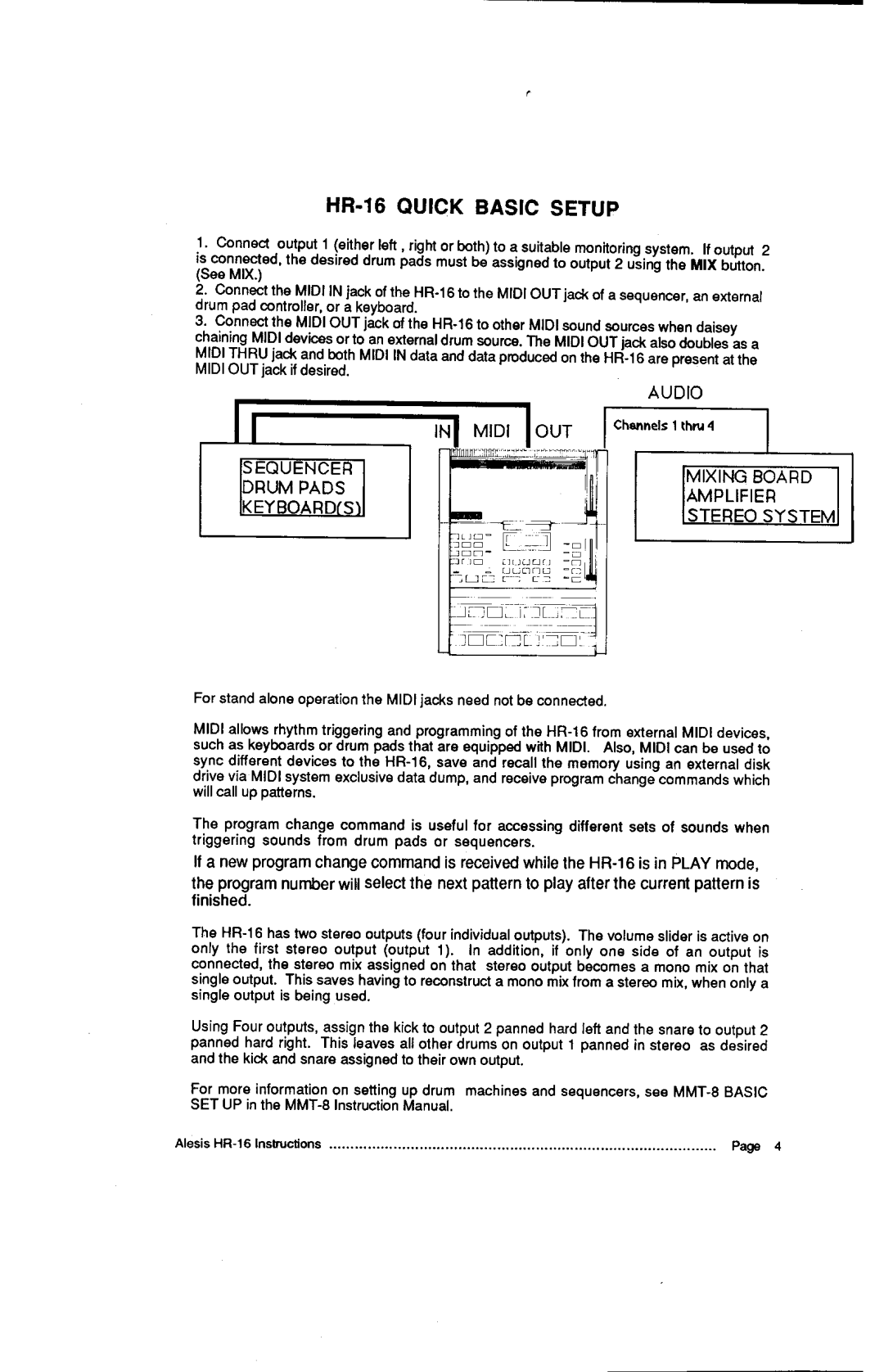 Alesis MMT-8, HR-16:B instruction manual HR.16QUICKBASICSETUP 
