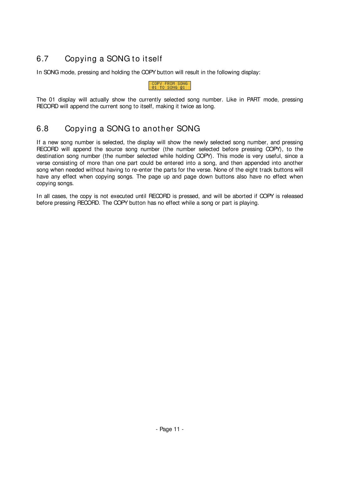 Alesis MMT-8 manual Copying a Song to itself, Copying a Song to another Song 