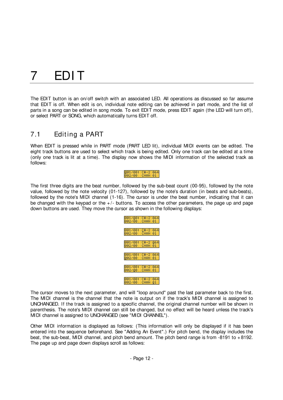 Alesis MMT-8 manual Editing a Part 