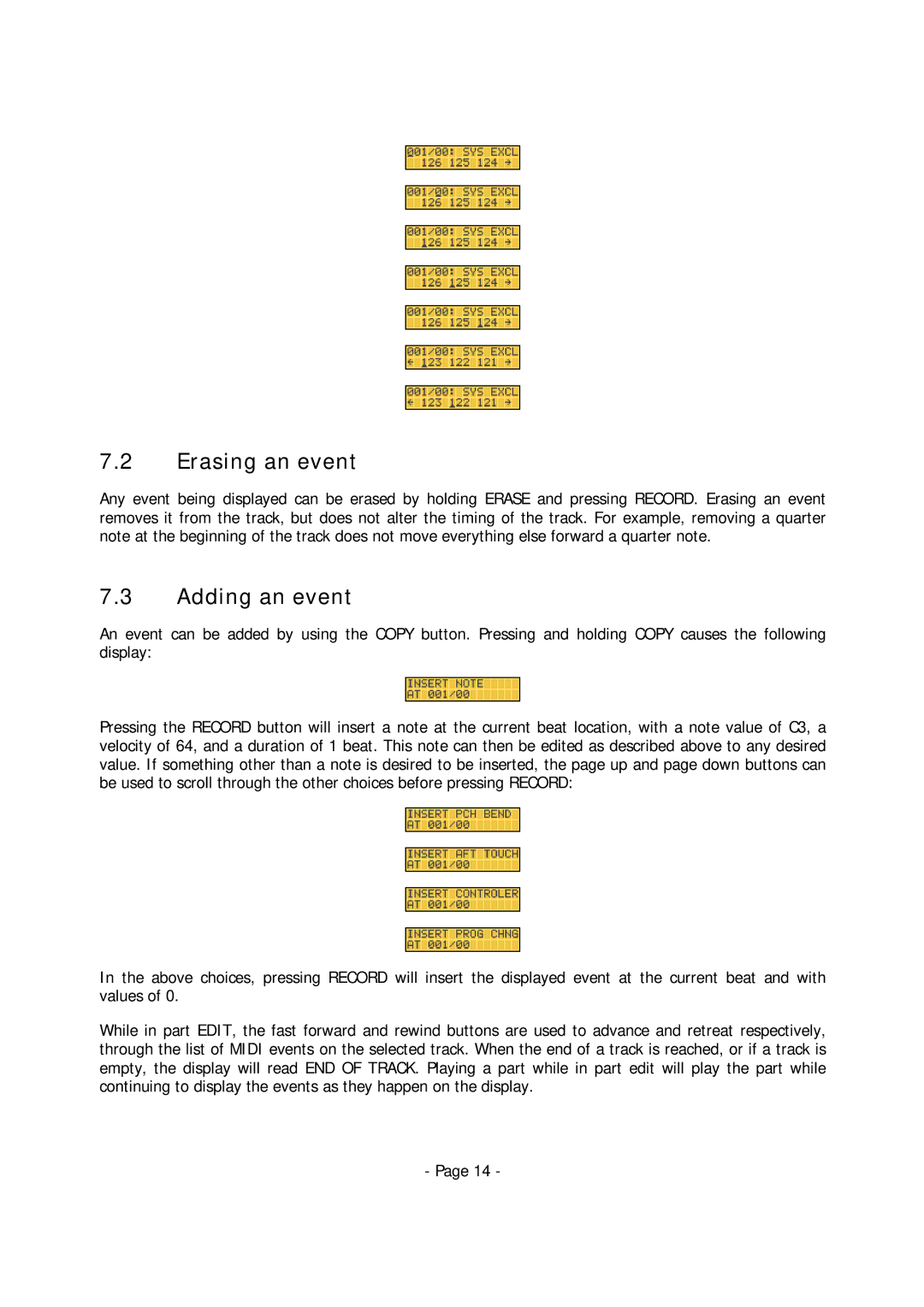 Alesis MMT-8 manual Erasing an event, Adding an event 