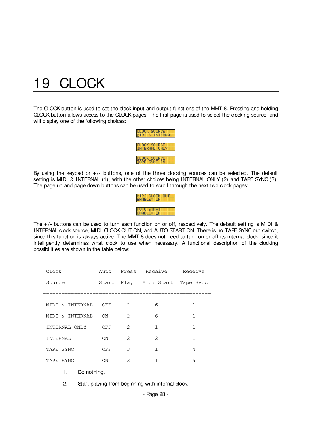 Alesis MMT-8 manual Clock 