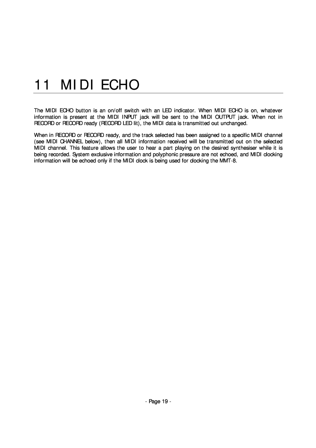 Alesis MMT-8 manual Midi Echo 