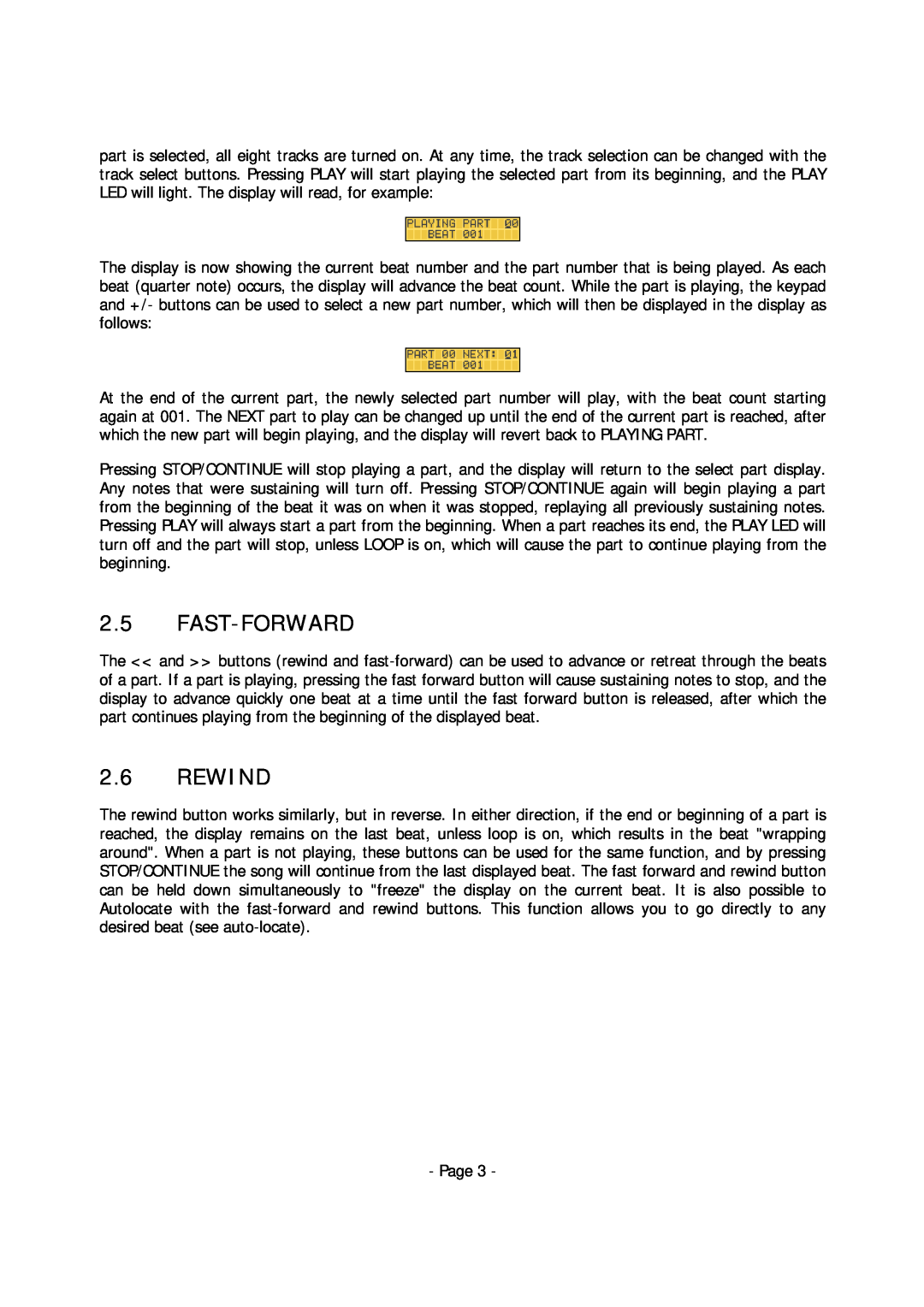 Alesis MMT-8 manual 2.5FAST-FORWARD, 2.6REWIND 