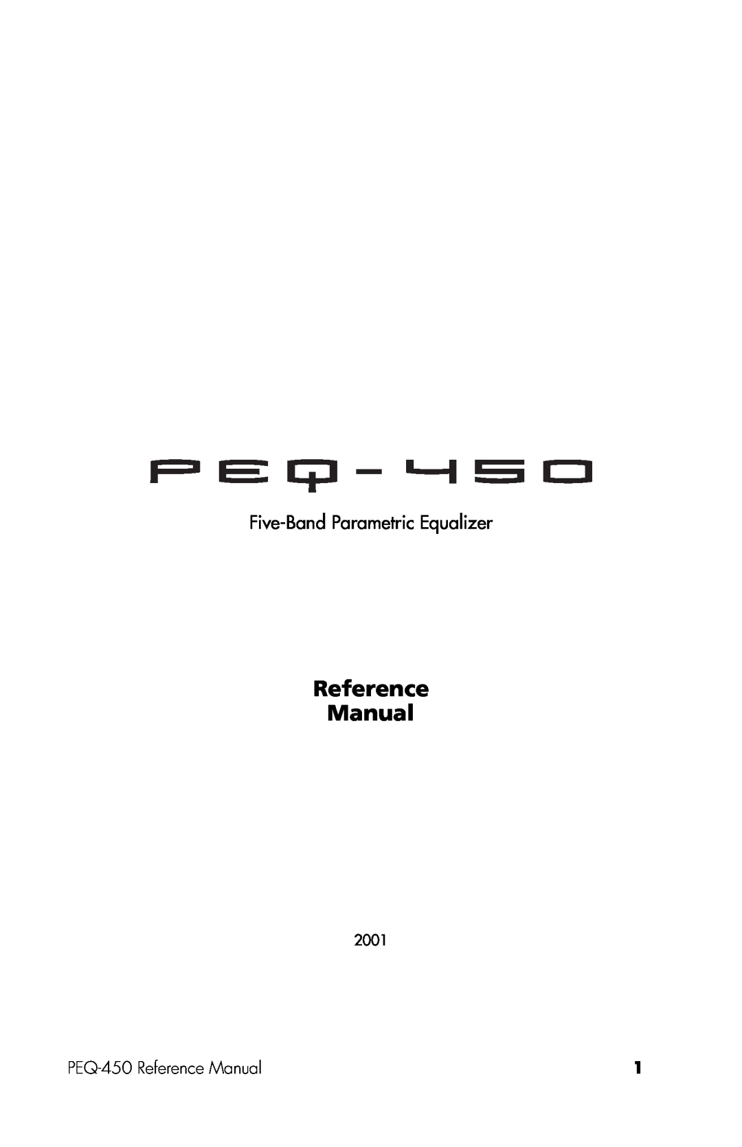 Alesis manual Five-BandParametric Equalizer, PEQ-450Reference Manual, 2001 