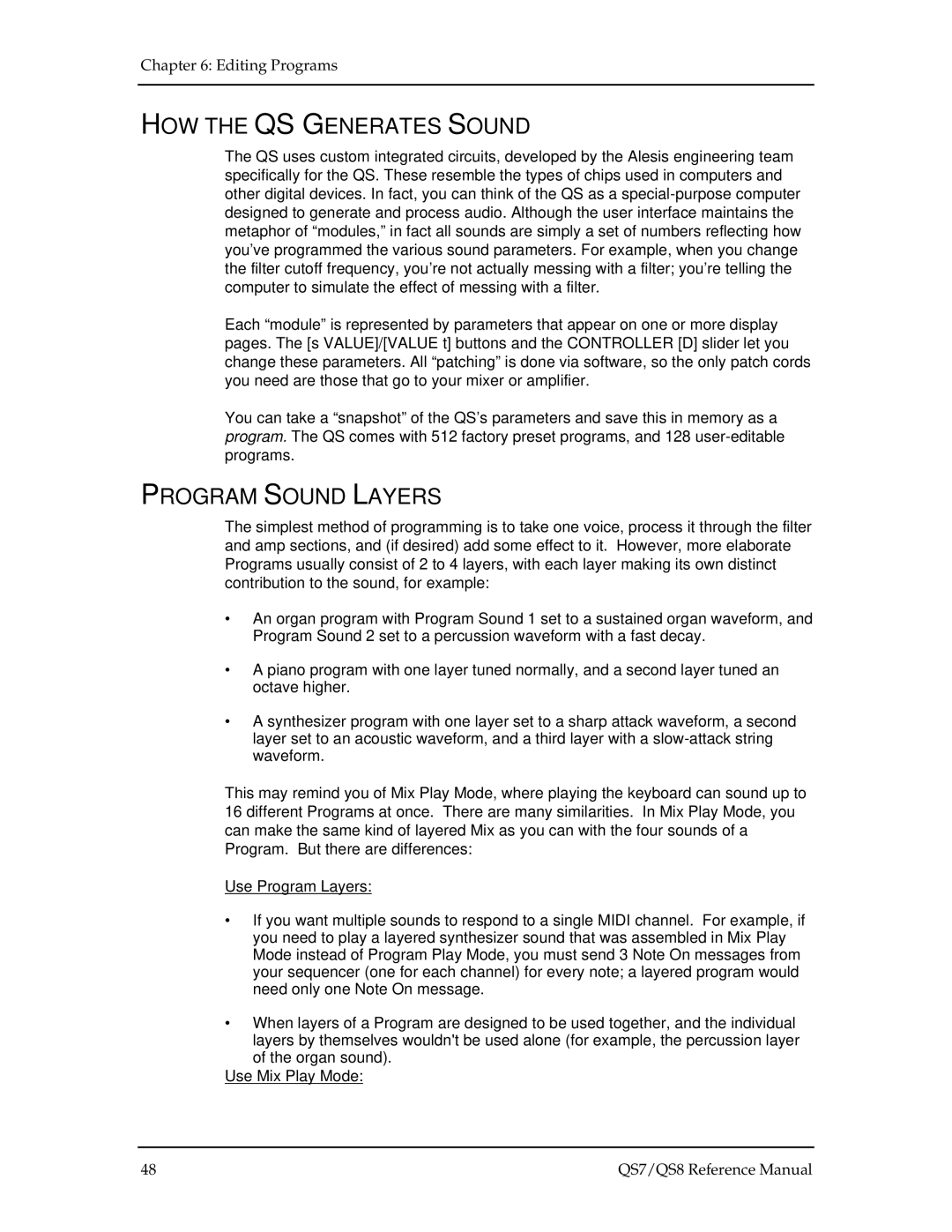 Alesis QS7, QS8 manual HOW the QS Generates Sound, Program Sound Layers 
