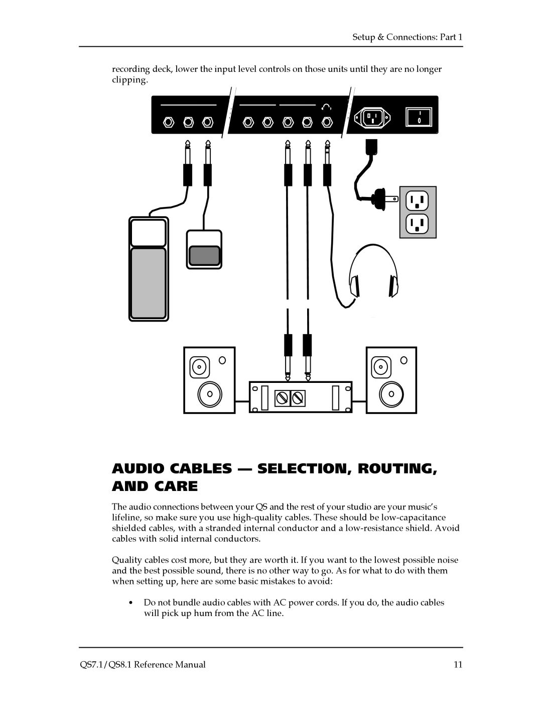 Alesis QS7.1, QS8.1 manual Audio Cables SELECTION, ROUTING, and Care 