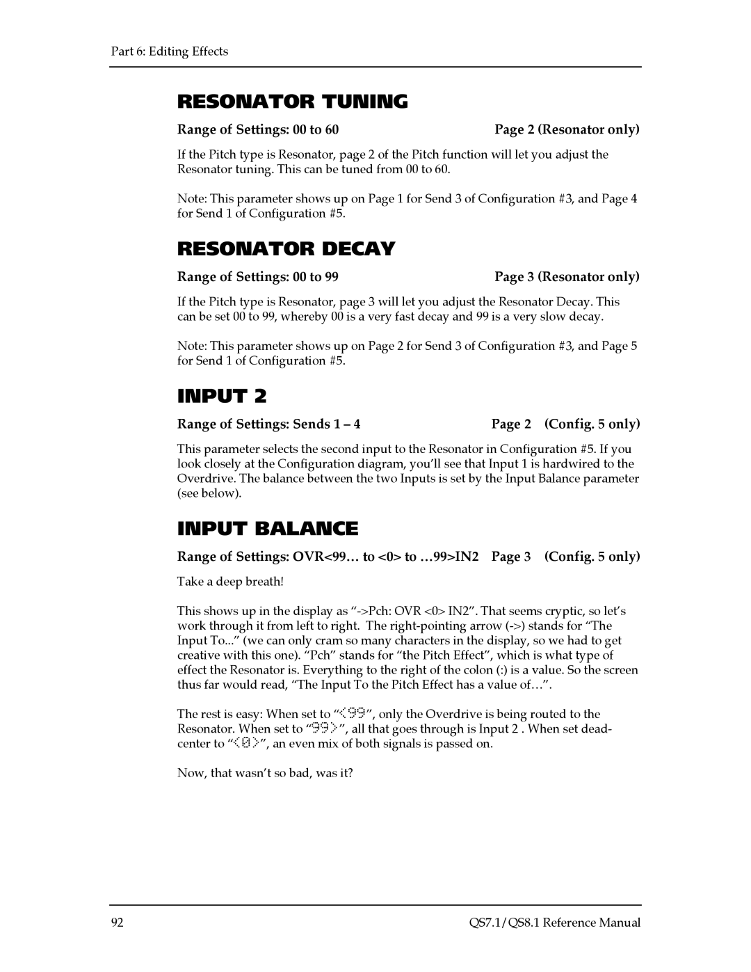 Alesis QS8.1, QS7.1 manual Resonator Tuning, Resonator Decay 