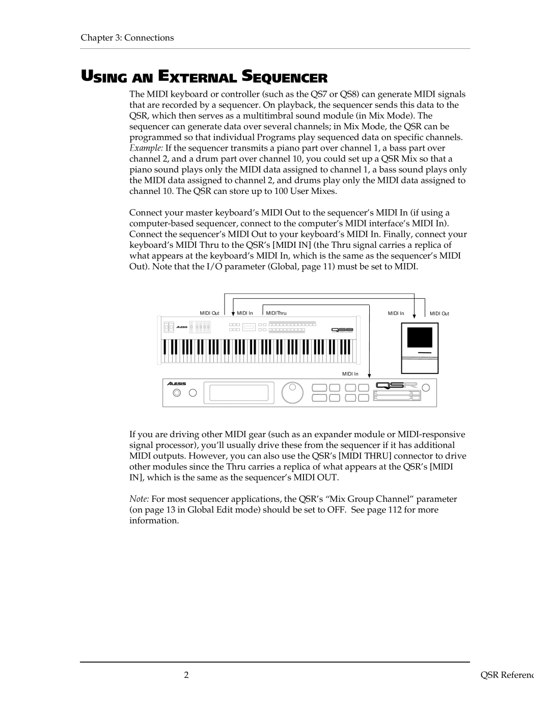 Alesis QSR 64 manual Using AN External Sequencer 