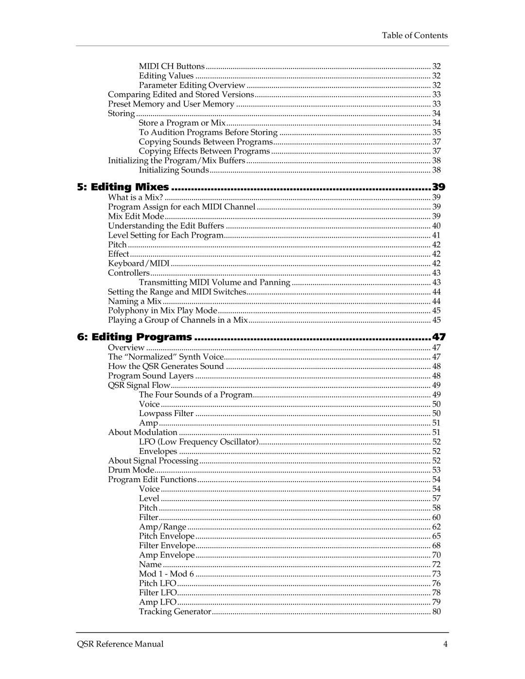 Alesis QSR 64 manual Editing Mixes 