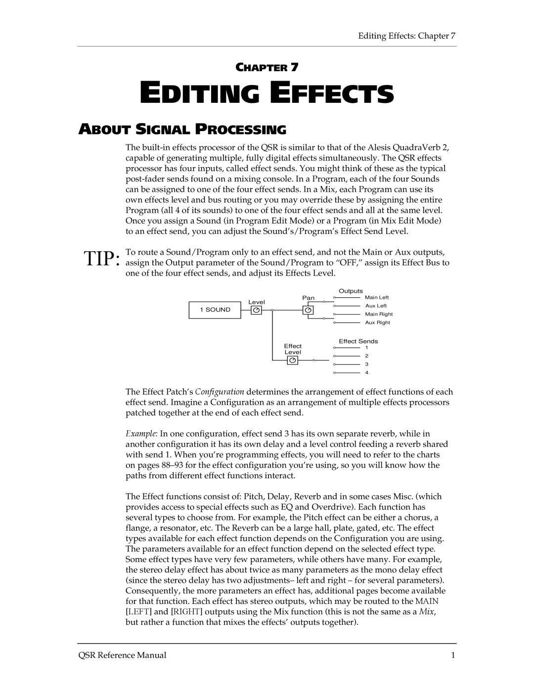 Alesis QSR 64 manual Editing Effects 