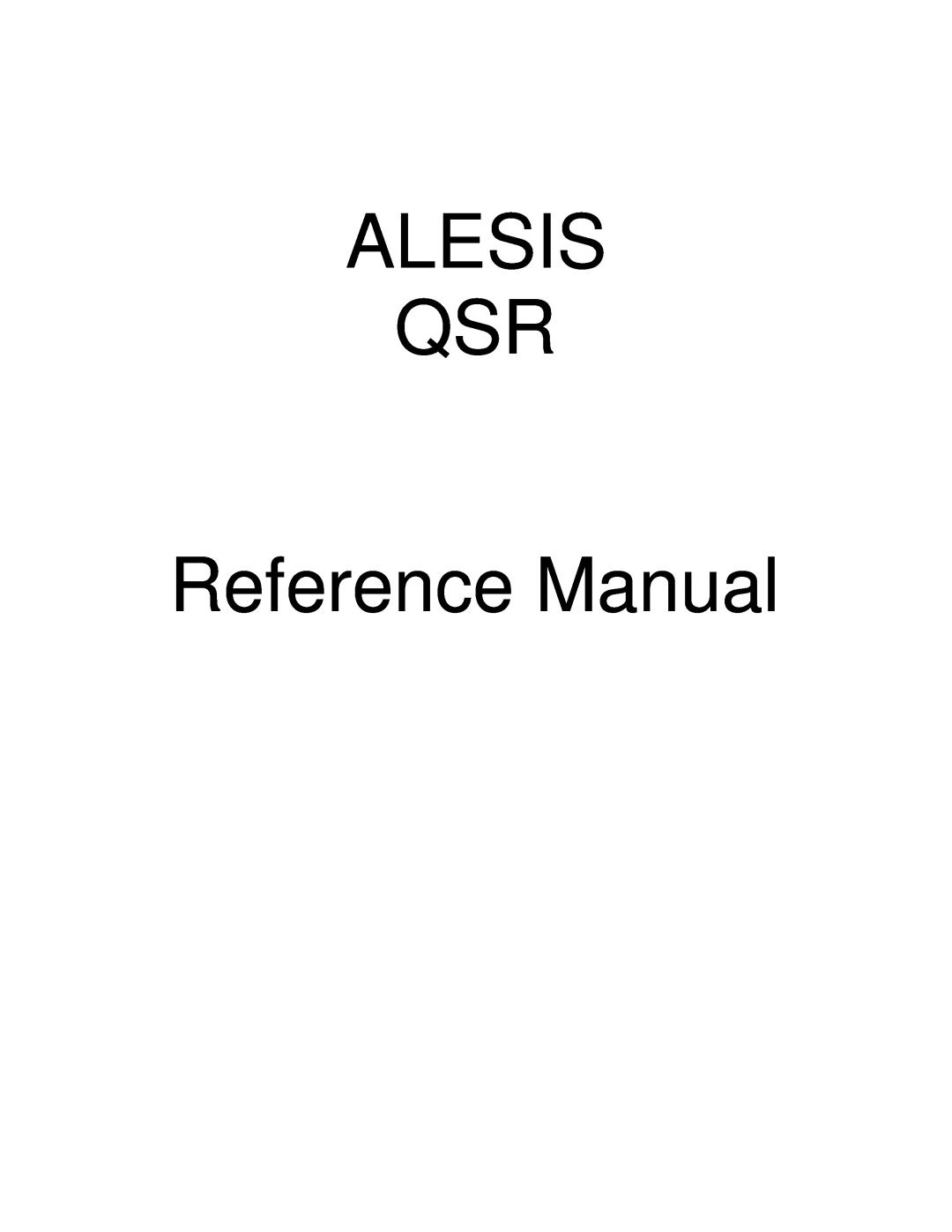 Alesis QSR 64 manual ALESIS QSR Reference Manual 