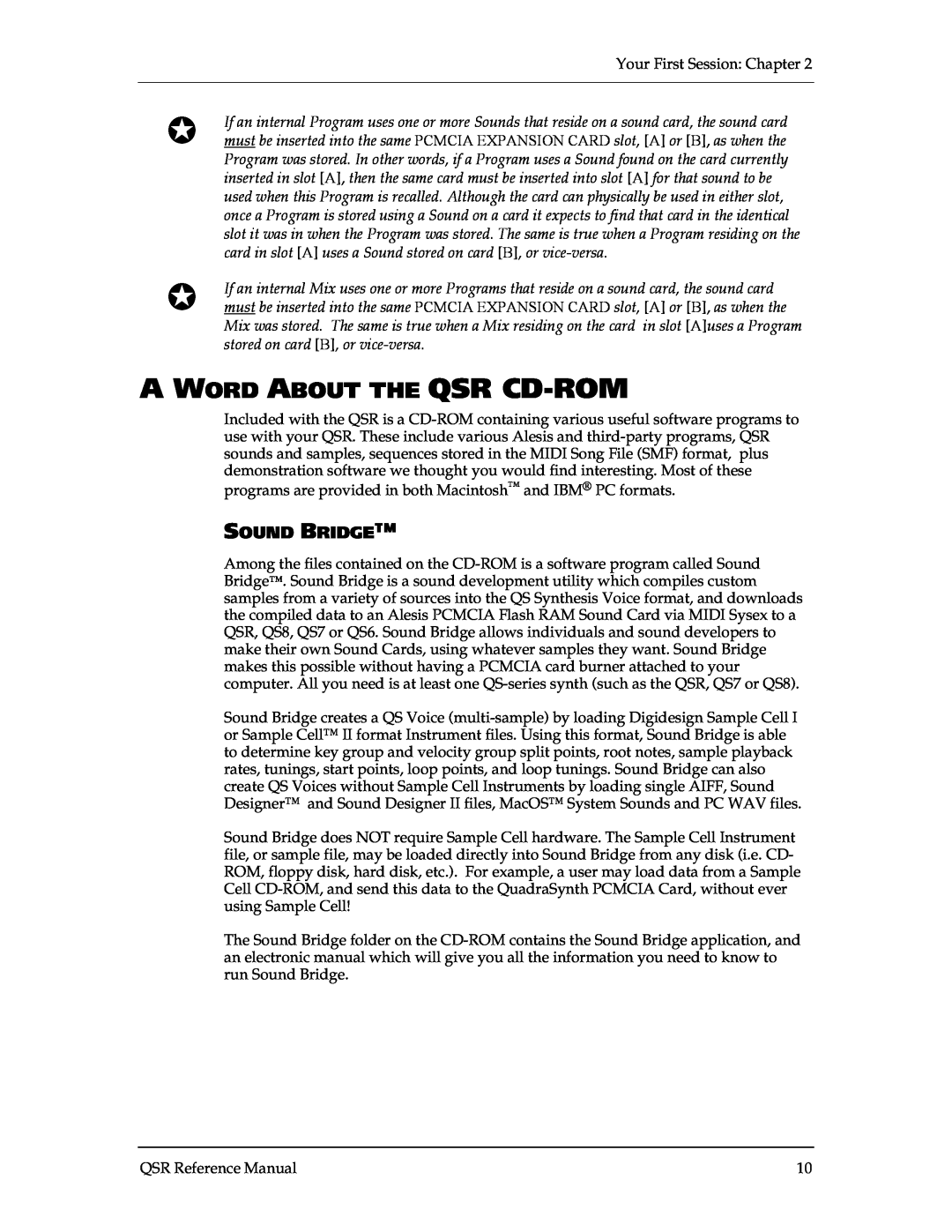 Alesis QSR 64 manual A Word About The Qsr Cd-Rom, Sound Bridge 
