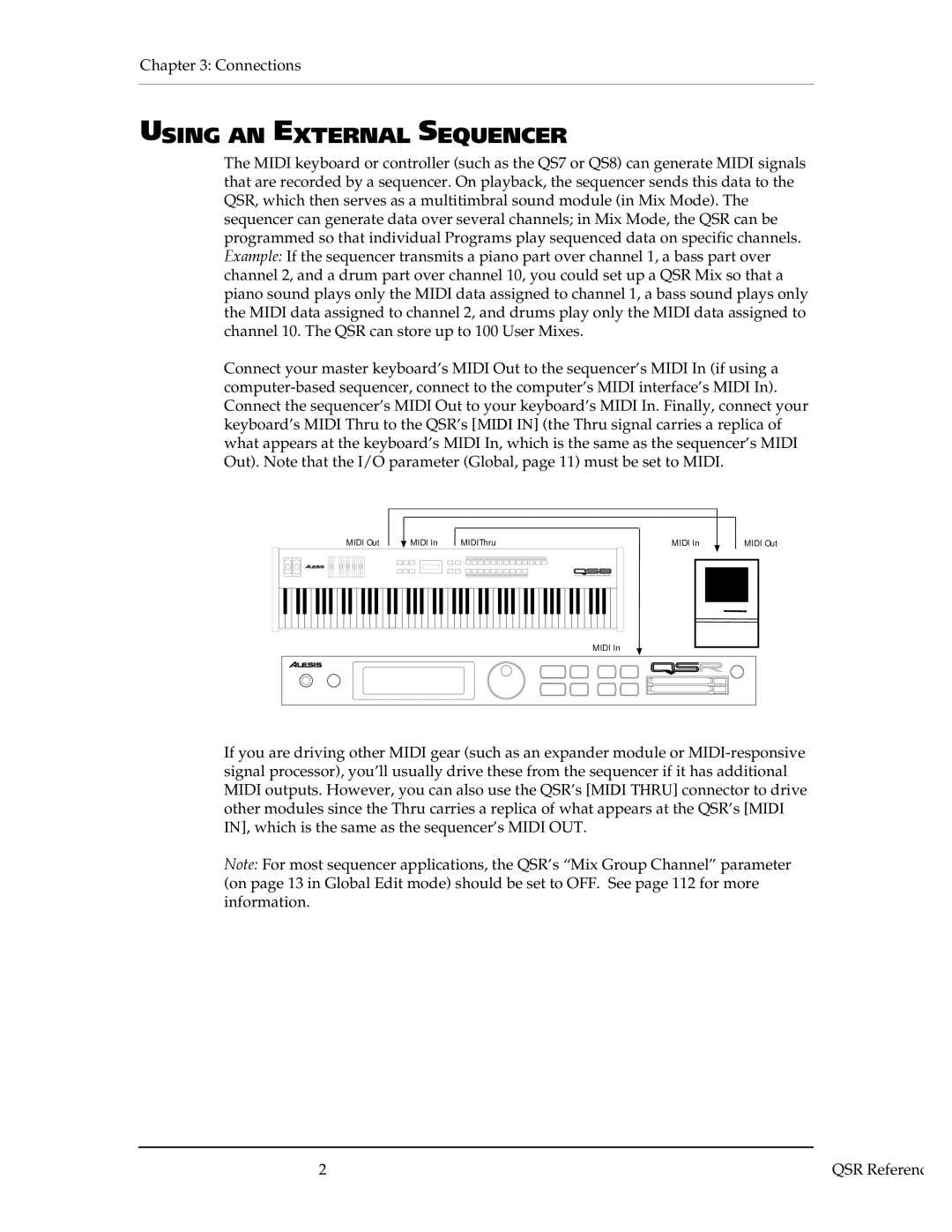 Alesis QSR 64 manual Using An External Sequencer 