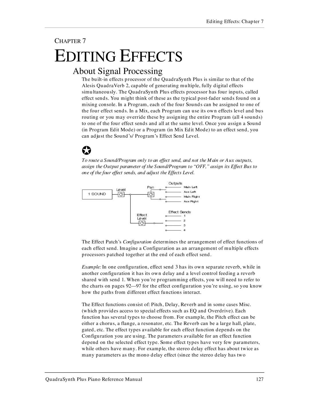 Alesis QuadraSynth Plus manual Editing Effects, About Signal Processing 