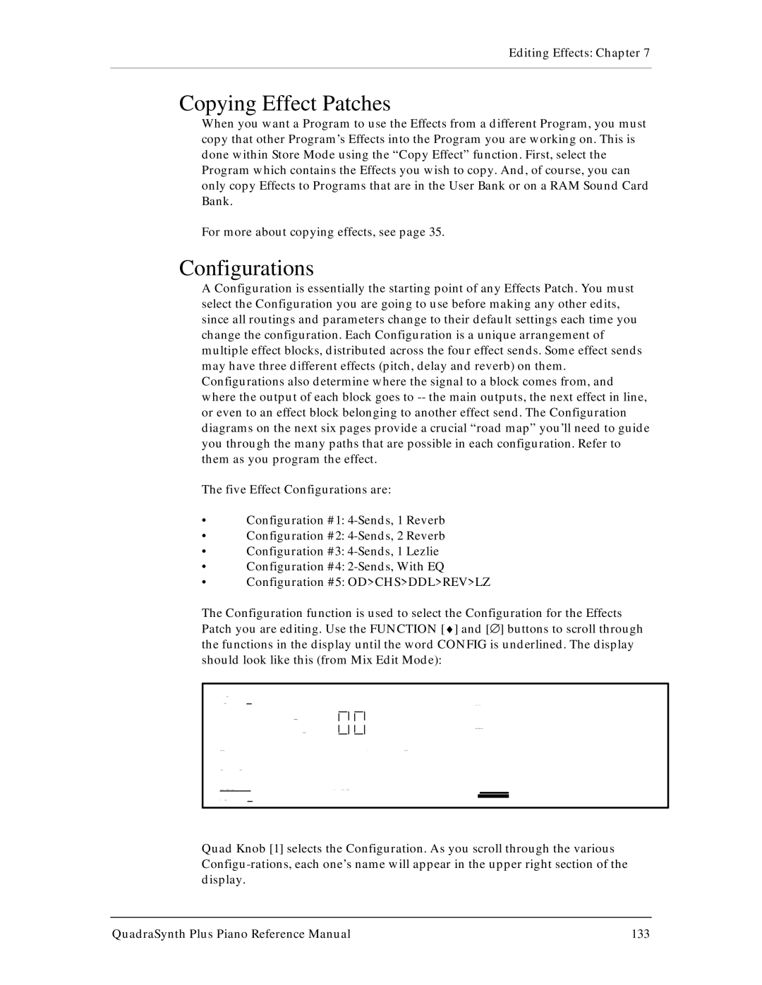 Alesis QuadraSynth Plus manual Copying Effect Patches, Configurations 