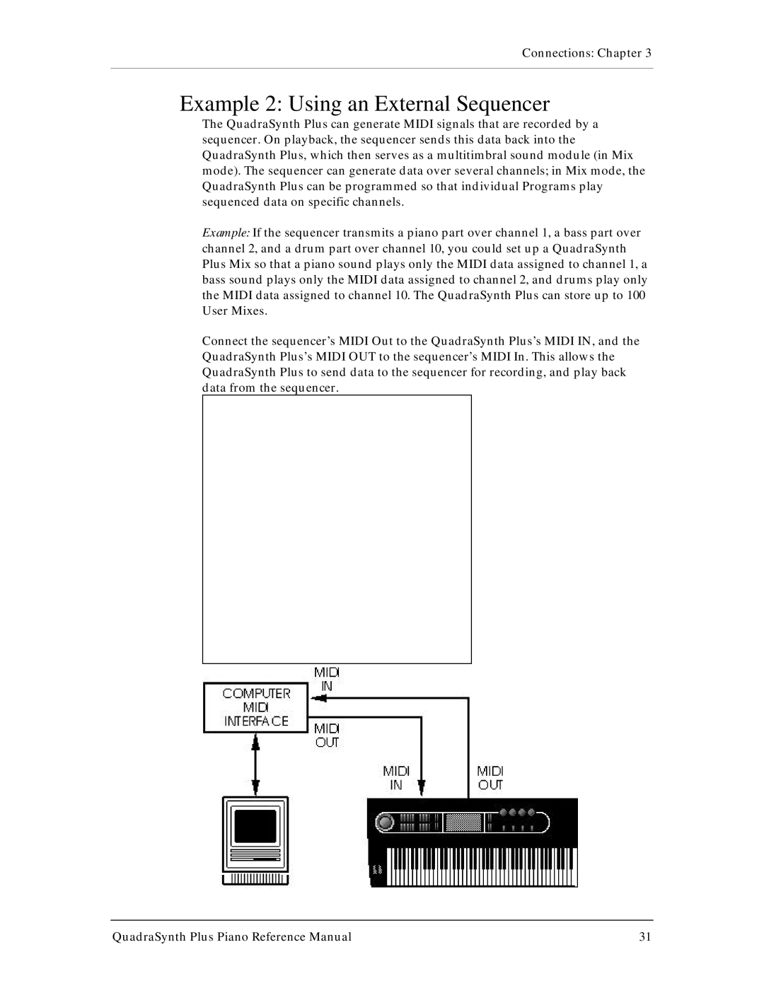 Alesis QuadraSynth Plus manual Example 2 Using an External Sequencer 