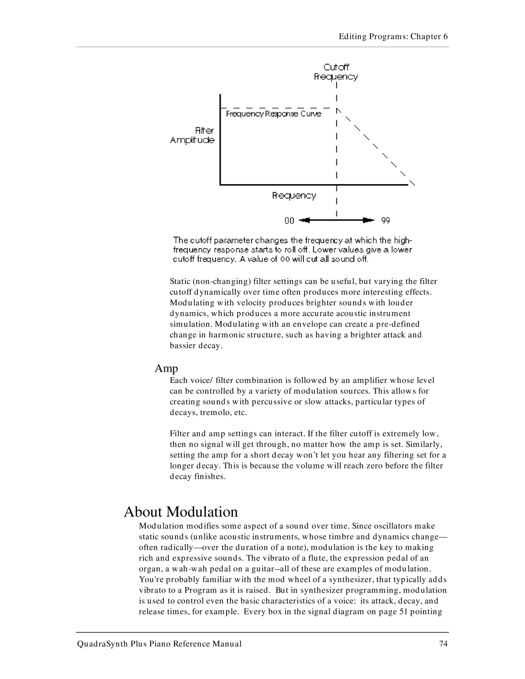 Alesis QuadraSynth Plus manual About Modulation, Amp 