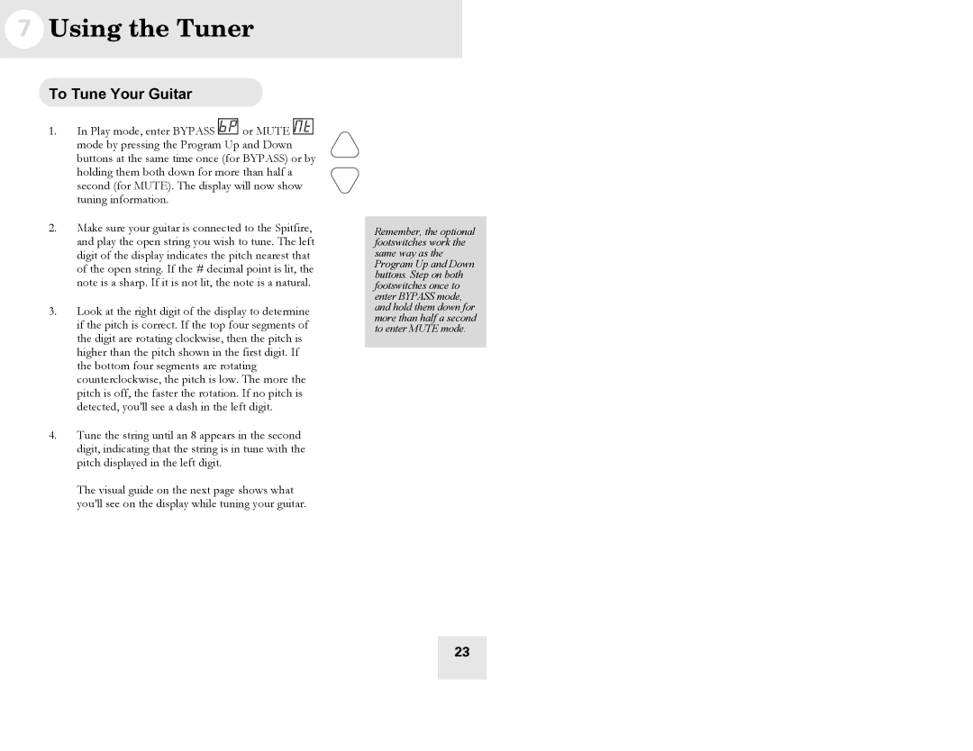 Alesis Spitfire 60, Spitfire 30 user manual Using the Tuner, To Tune Your Guitar 