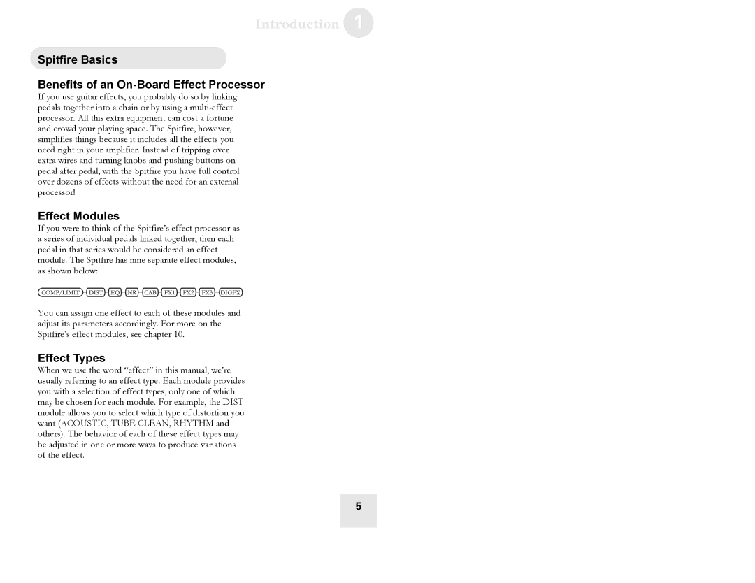 Alesis Spitfire 60, Spitfire 30 Spitfire Basics Benefits of an On-Board Effect Processor, Effect Modules, Effect Types 