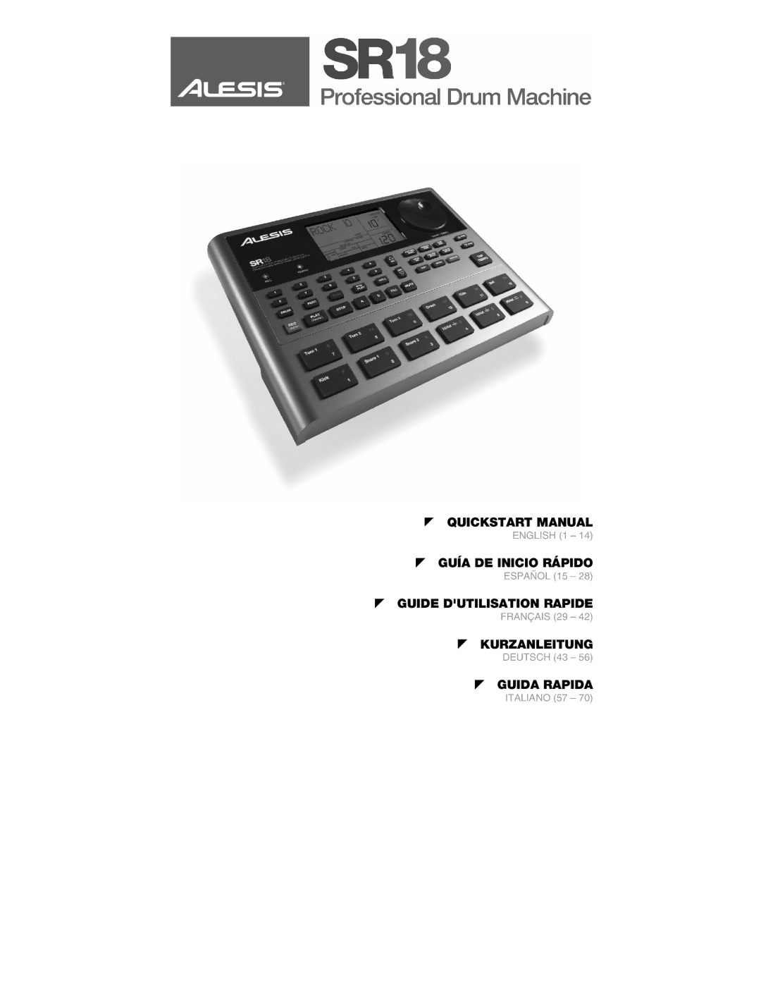 Alesis SR18 quick start manual Quickstart Manual 