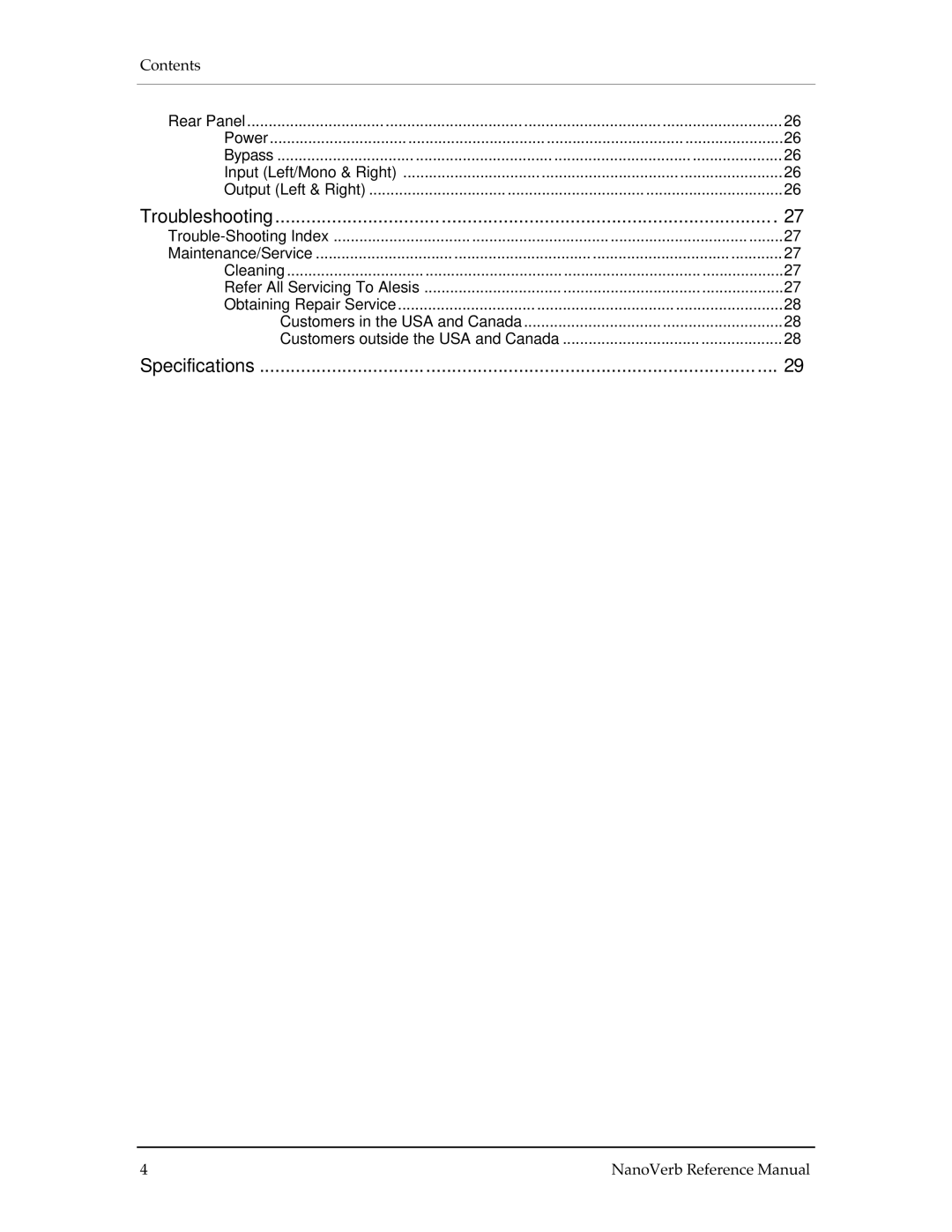 Alesis Stereo Amplifier manual Troubleshooting 