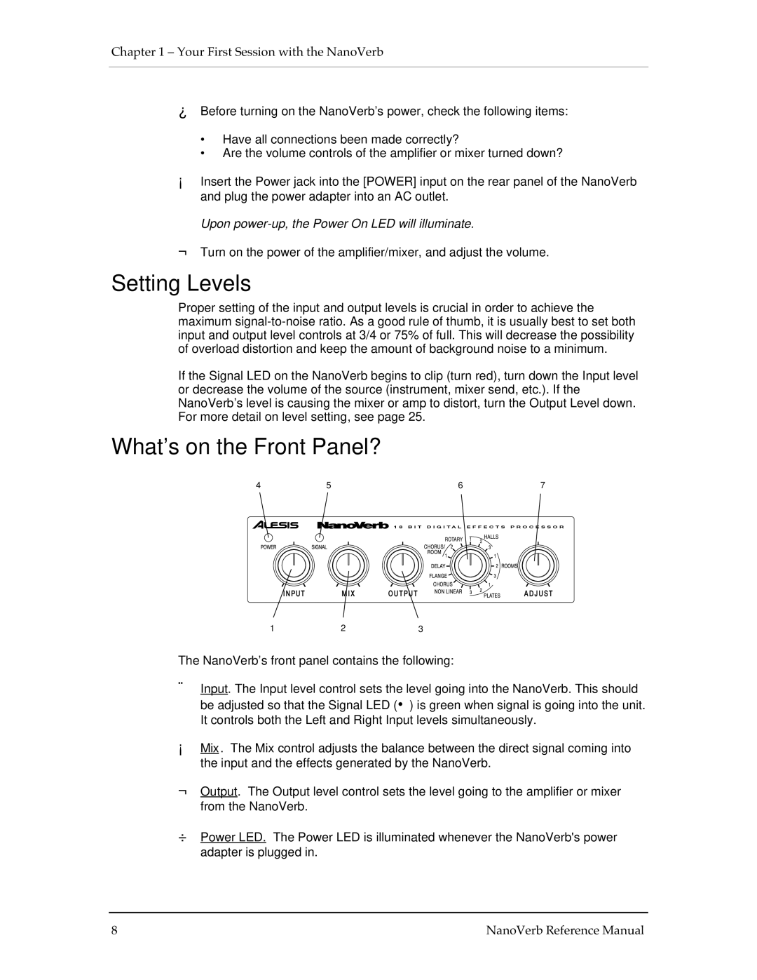 Alesis Stereo Amplifier manual Setting Levels, What’s on the Front Panel? 