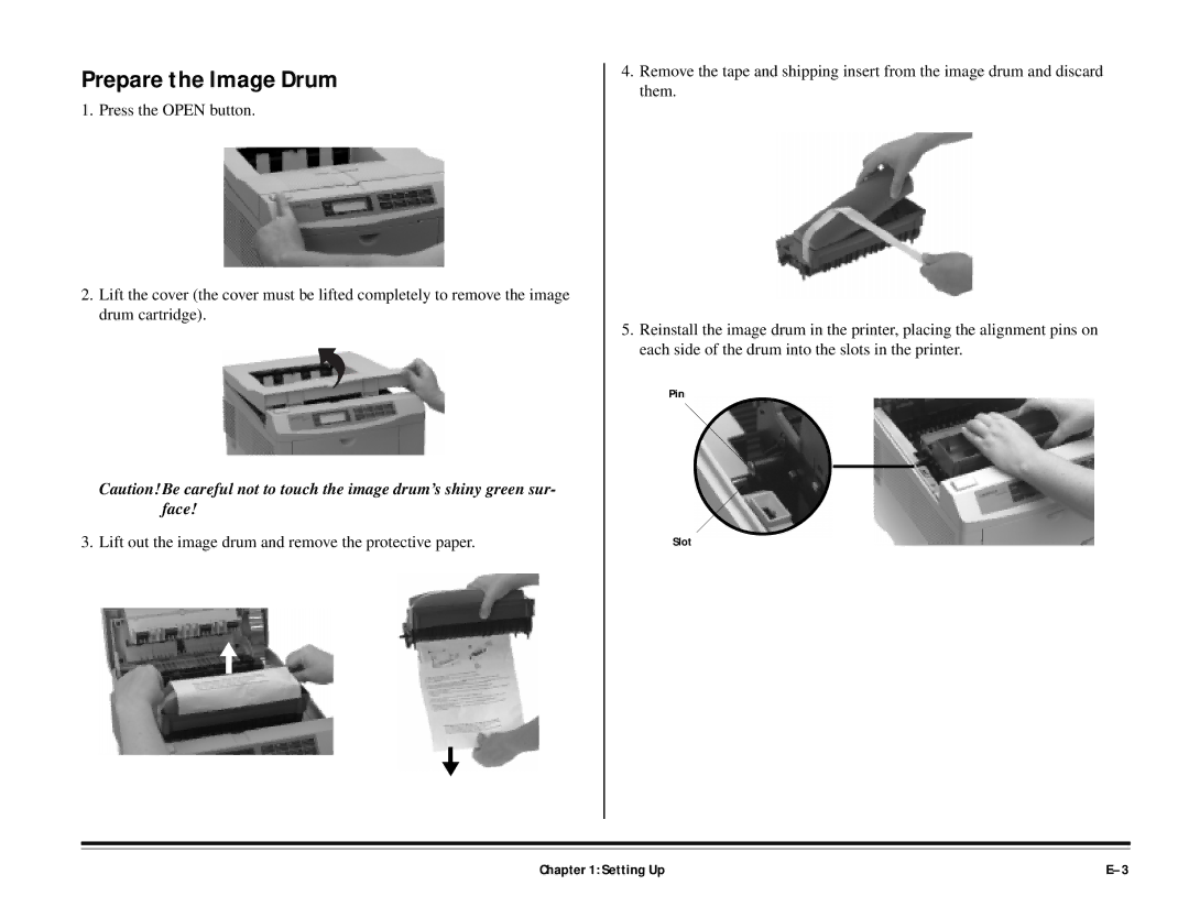 ALFA 20DX manual Prepare the Image Drum, Setting Up 