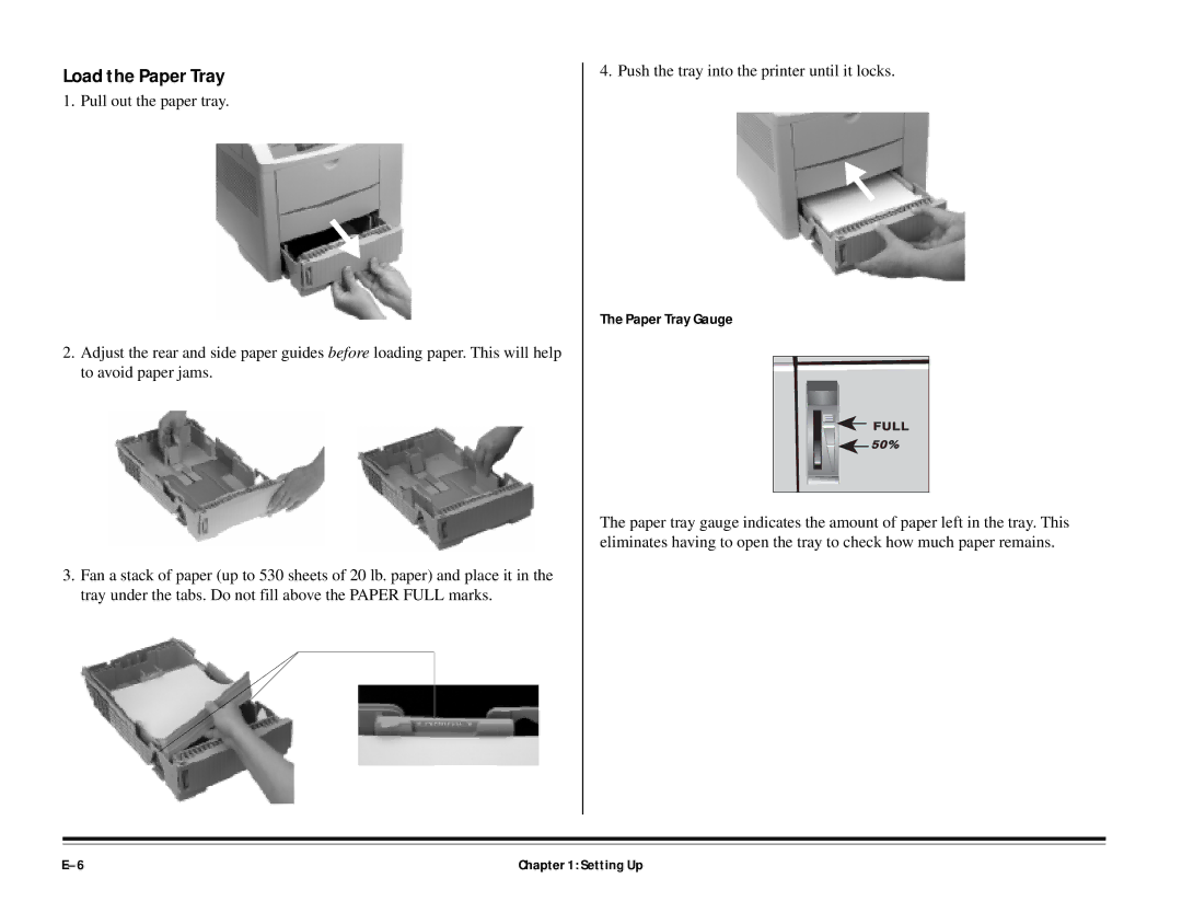 ALFA 20DX manual Load the Paper Tray, Paper Tray Gauge 