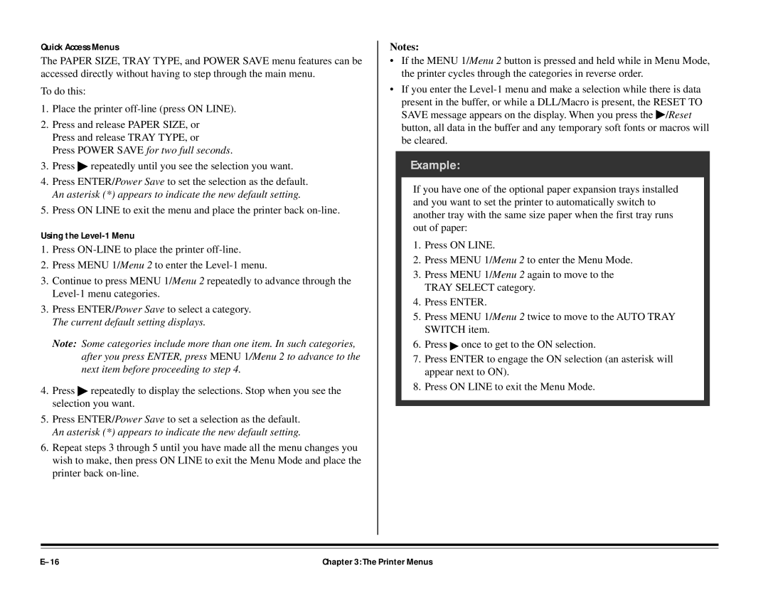 ALFA 20DX manual Quick Access Menus, Using the Level-1 Menu 