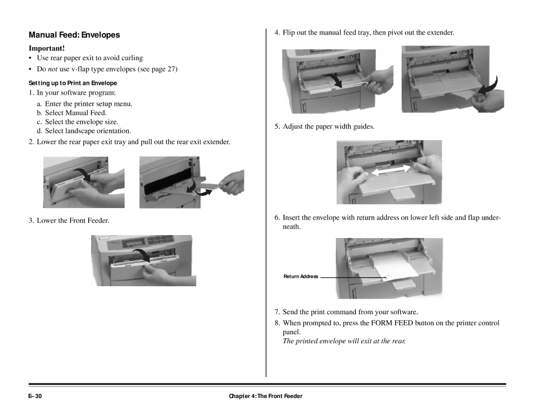 ALFA 20DX manual Manual Feed Envelopes, Setting up to Print an Envelope 