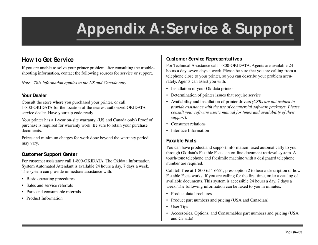 ALFA 20DX manual Appendix a Service & Support, How to Get Service 